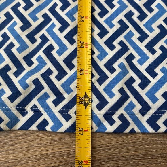 J. McLaughlin Blue and White Interlocking Pattern midi dress - Picture 7 of 9